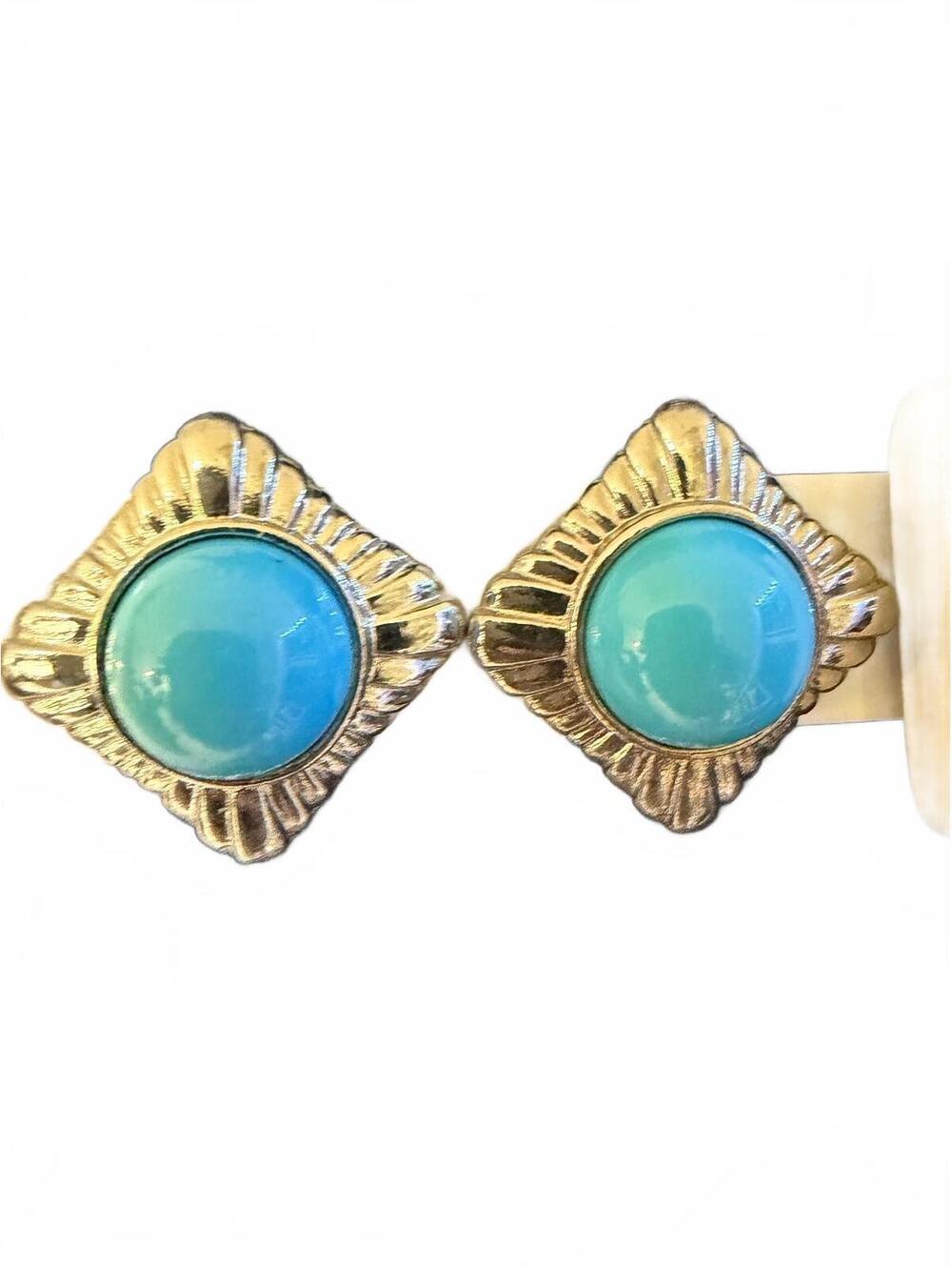Turquoise diamond stud earrings